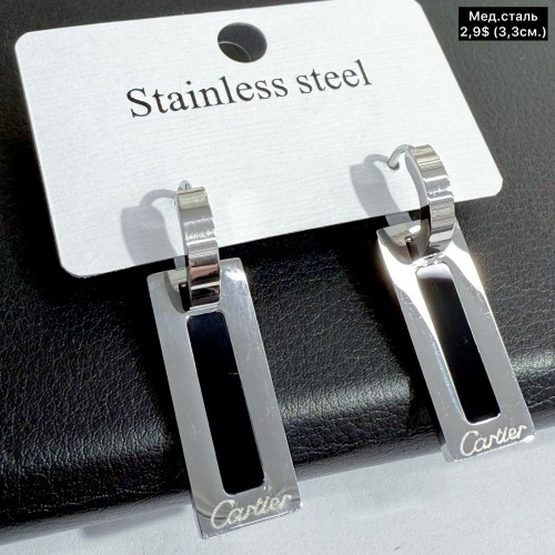 Сережки мед.сталь 10684 (3.3см.)